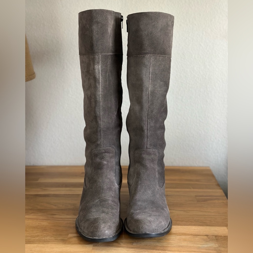 Born gray suede riding boot.
